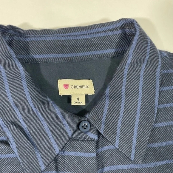 Cremieux Claudia Stripe Midi Shirt Dress Blue Size 4 - Picture 4 of 7